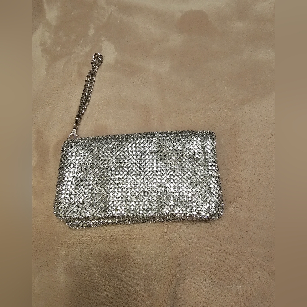 Nordstrom Silver Tones Mesh Clutch wristlet